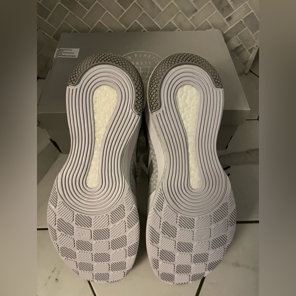 Adidas Crazyflight White and Gray Athletic Shoes - Picture 6 of 7